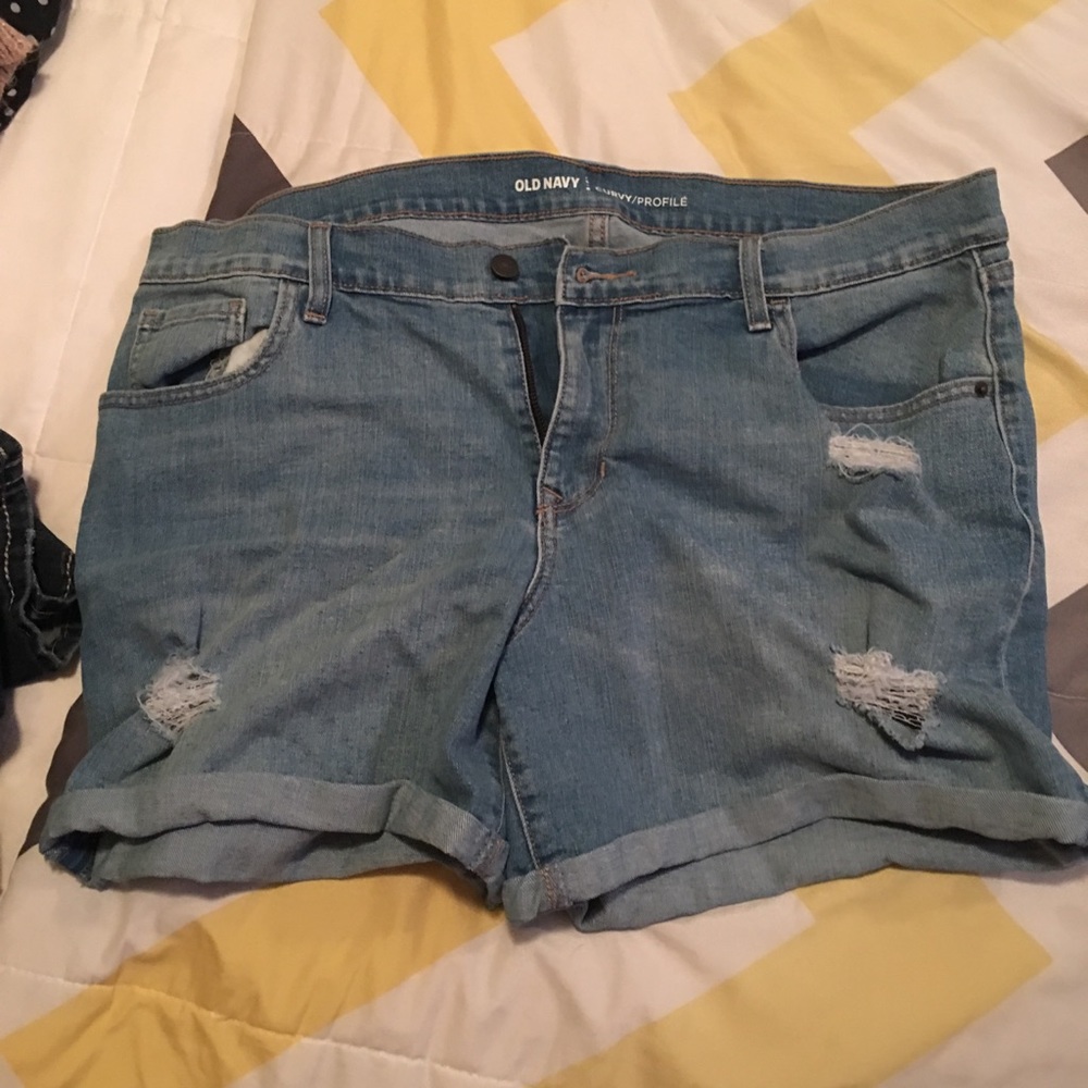 Worn once! Distressed old navy shorts